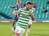 Celtic's Albian Ajeti celebrates his goal against Hibernian. Picture: SNS.