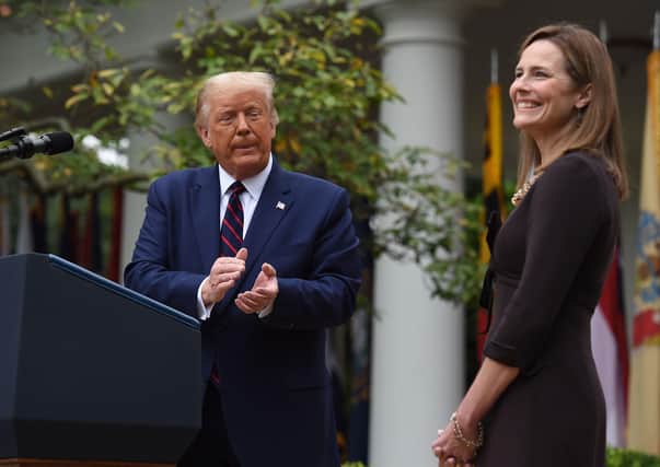 Donald Trump announces his US Supreme Court nominee, Judge Amy Coney Barrett, in the Rose Garden of the White House (Picture: Olivier Douliery/AFP via Getty Images)