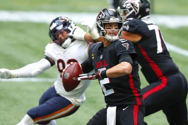 Matt Ryan of the Atlanta Falcons drops back to pass during the defeat by the Chicago Bears at the weekend. Picture: Todd Kirkland/Getty Images