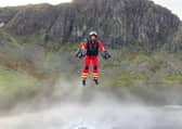An image from the YouTube channel of Gravity Industries of a jet suit demonstration in the Lake District. Picture: @GravityIndustries/YouTube/PA Wire