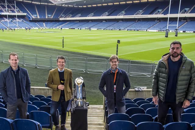 Chris Paterson, left, is part of the Premier Sports team which will cover the Guinness Pro14 this season, along with his former Scotland team-mate Jim Hamilton, right.