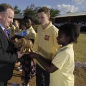 The then First Minister Jack McConnell meets Malawian and Scottish children at Minga Secondary School, Malawi, which is twinned with a school in Orkney, in 2005 (Picture: Donald MacLeod/The Scotsman/Pool/PA.