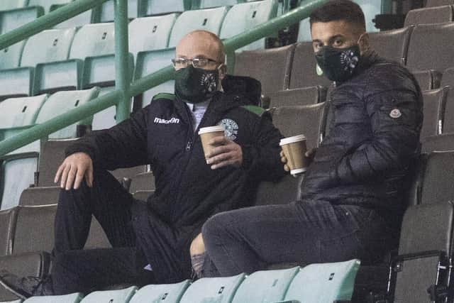 St Mirren's Kyle Magennis watches Hibs beat Hamilton on ahead of a proposed move to the Easter Road club. Picture: Craig Foy / SNS