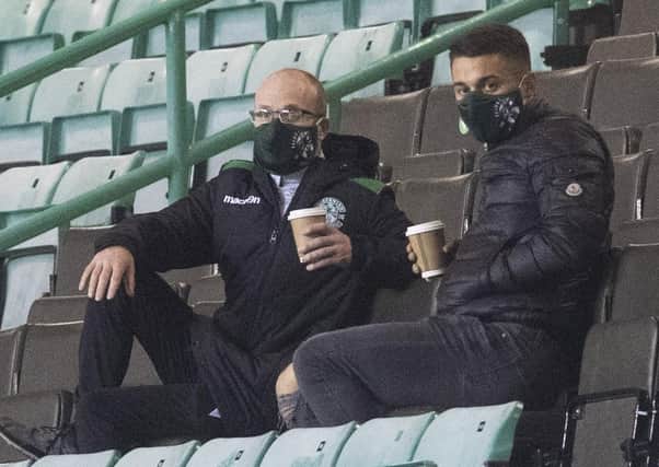 St Mirren's Kyle Magennis watches Hibs beat Hamilton on ahead of a proposed move to the Easter Road club. Picture: Craig Foy / SNS