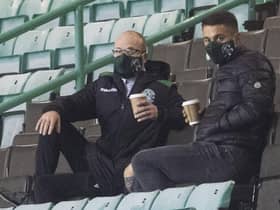St Mirren's Kyle Magennis watches Hibs beat Hamilton on ahead of a proposed move to the Easter Road club. Picture: Craig Foy / SNS