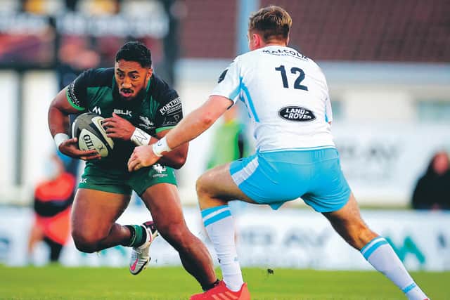 Connacht's Bundee Aki skips past Nick Grigg in Galway. Picture: Billy Stickland/INPHO/Shutterstock