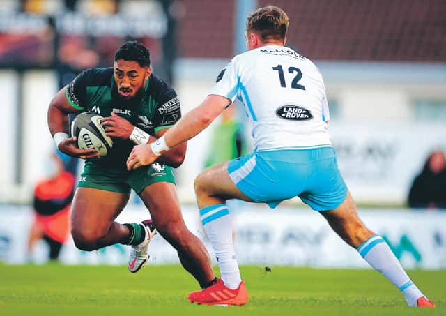 Connacht's Bundee Aki skips past Nick Grigg in Galway. Picture: Billy Stickland/INPHO/Shutterstock