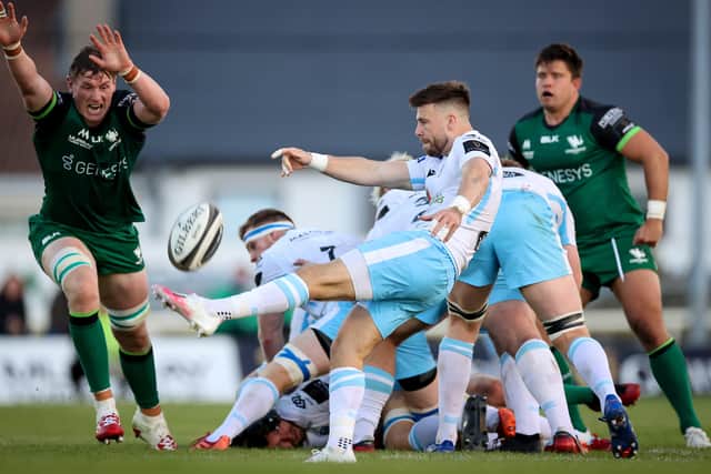 Ali Price kicks clear during Glasgow Warriors’ defeat by Connacht on Saturday. Picture: Shutterstock