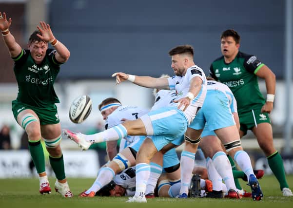 Ali Price kicks clear during  Glasgow Warriors’ defeat by Connacht on Saturday. Picture: Shutterstock