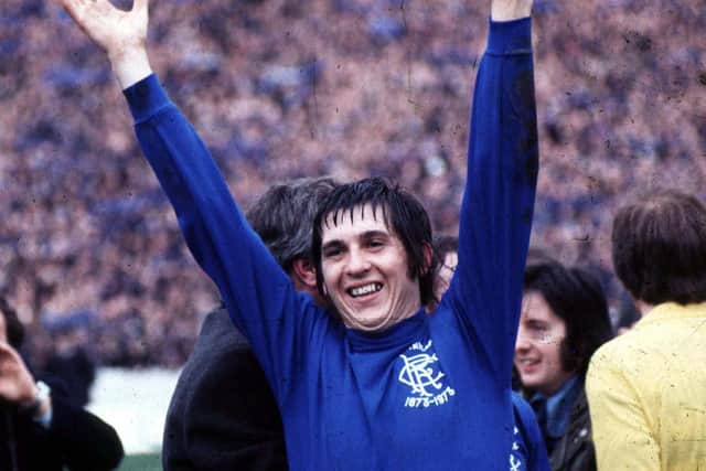 Tom Forsyth celebrates at time after Rangers beat Celtic in the 1973 Scottish Cup Final (Picture: SNS)