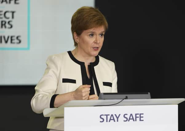 Nicola Sturgeon holds a Covid-19 press conference at St Andrew's House in Edinburgh