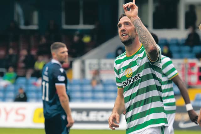Shane Duffy celebrates his debut goal for Celtic. (Photo by Craig Foy / SNS Group)