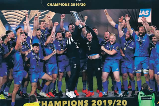 Leinster celebrate their win over Ulster in the Guinness Pro14 final at the Aviva Stadium, Dublin Picture: Donall Farmer/PA Wire