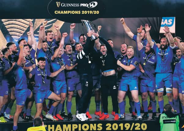 Leinster celebrate their win over Ulster in the Guinness Pro14 final at the Aviva Stadium, Dublin Picture: Donall Farmer/PA Wire