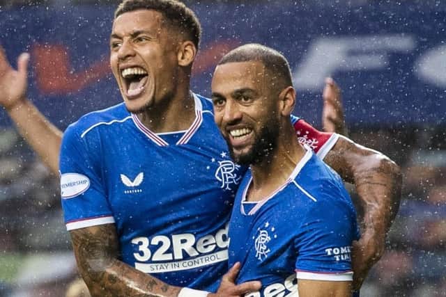 James Tavernier, left, and Kemar Roofe were both on target in the 4-0 victory. Picture: Alan Harvey/SNS