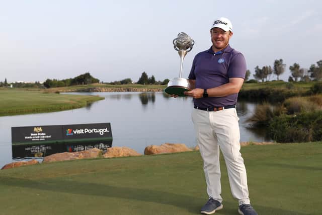 George Coetzee of South Africa celebrates his victory in the Portugal Masters yesterday. Picture: Getty
