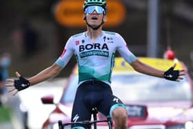 Lennard Kamna crosses the line at Villard-de-Lans to claim victory in Stage 16. Picture: AFP/Getty