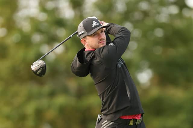 Connor Syme plays a tee shot during a practice round prior to the 120th US Open at Winged Foot. Picture: Gregory Shamus/Getty Images