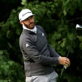 Dustin Johnson plays a tee shot during a practice round prior to the US Open at Winged Foot. Picture: Jamie Squire/Getty