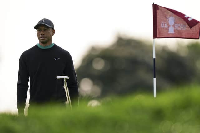 Tiger Woods walks the 11th green during practice before the US Open Championship at Winged Foot Golf Club. Picture: John Minchillo/AP