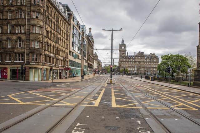 An empty Princes Street pictured during lockdown. Picture: TSPL