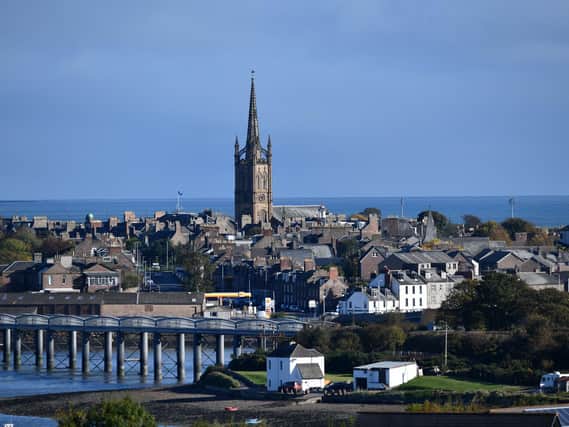 The steeple of Old and St Andrew’s Church towers over Montrose’s High Street. 
Picture: Michael Gillen