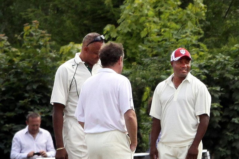 Piers Morgan lures some top cricket names and other famous faces to his annual match at Newick - this is Morgan with Brian Lara and Courtney Walsh / Pictures: Ron Hill