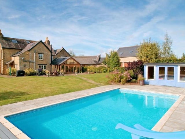 The swimming pool at Gayton is heated by an air source heat pump and has an integrated Coverstar pool cover. There are two timber buildings by the pool: the smaller building is used as a pump room and the larger summer house for changing.
