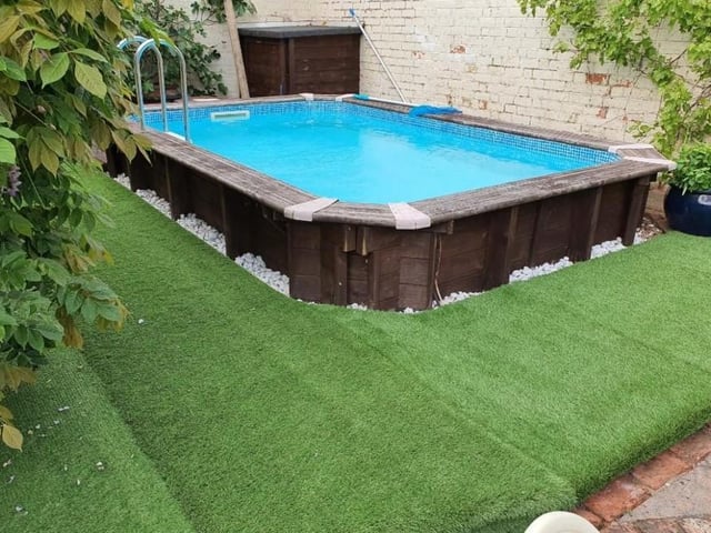 At the rear of the property in Wellingborough Road, the home has a heated outdoor swimming pool.