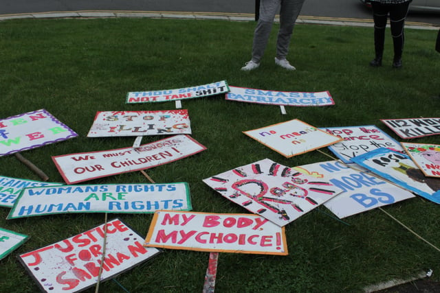 Women's Voice supporters march through the streets of Hastings SUS-211025-115149001