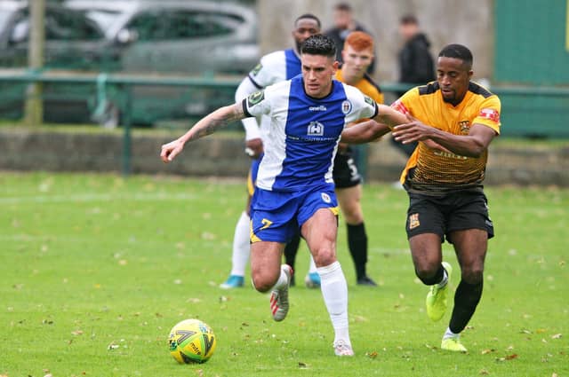 Action from Haywards Heath Town's 6-1 win at Three Bridges in the Isthmian South East. Picture by Derek Martin Photography and Art