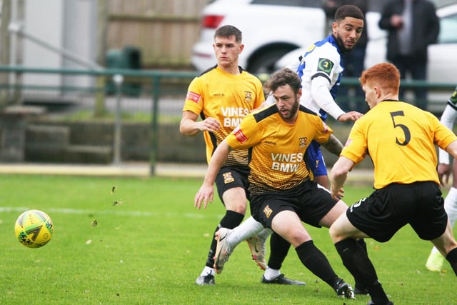 Action from Haywards Heath Town's 6-1 win at Three Bridges in the Isthmian South East. Picture by Derek Martin Photography and Art