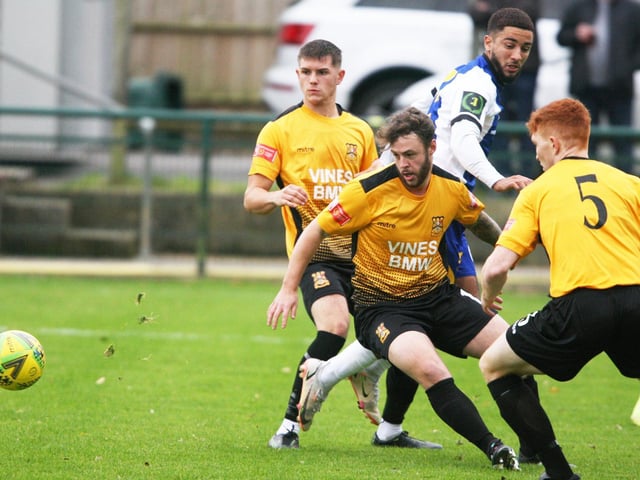 Action from Haywards Heath Town's 6-1 win at Three Bridges in the Isthmian South East. Picture by Derek Martin Photography and Art
