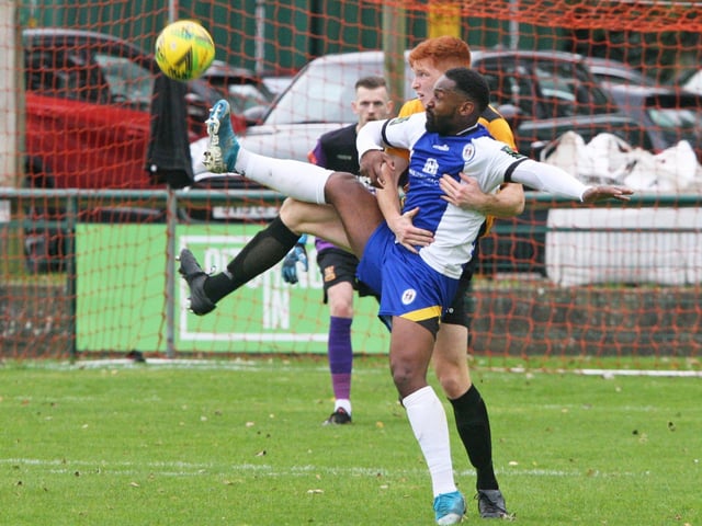 Action from Haywards Heath Town's 6-1 win at Three Bridges in the Isthmian South East. Picture by Derek Martin Photography and Art