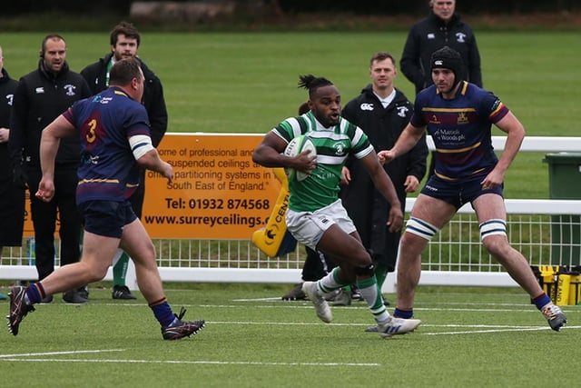 Declan Nwachukwu in action for Horsham against Cobham. Picture by Natalie Mayhew, Butterfly Rugby