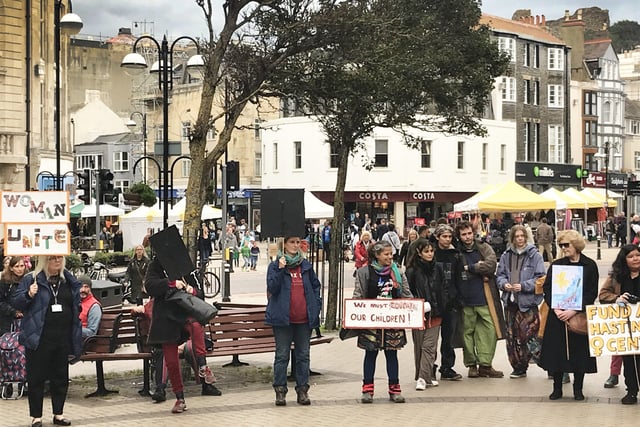 Women's Voice supporters march through the streets of Hastings on Oct 23, 2021. Pic by Alex Watts. SUS-211025-130420001