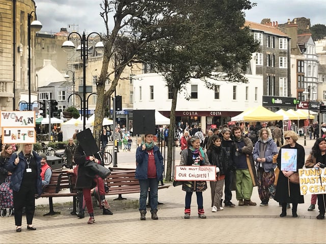 Women's Voice supporters march through the streets of Hastings on Oct 23, 2021. Pic by Alex Watts. SUS-211025-130420001