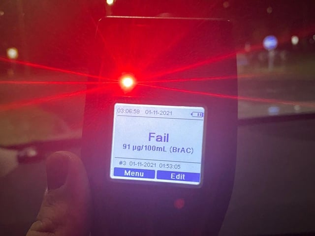 The driver of this car provided a positive breath test but was initially pulled over as it had more people than number of seats in it, including someone in the boot!