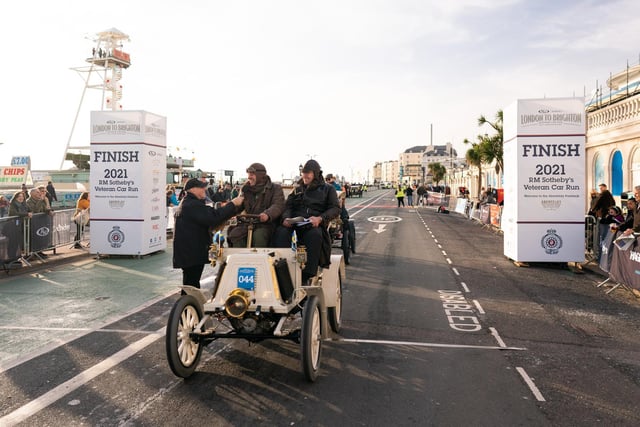 Another of the veteran cars arriving into Madeira Drive, Brighton.