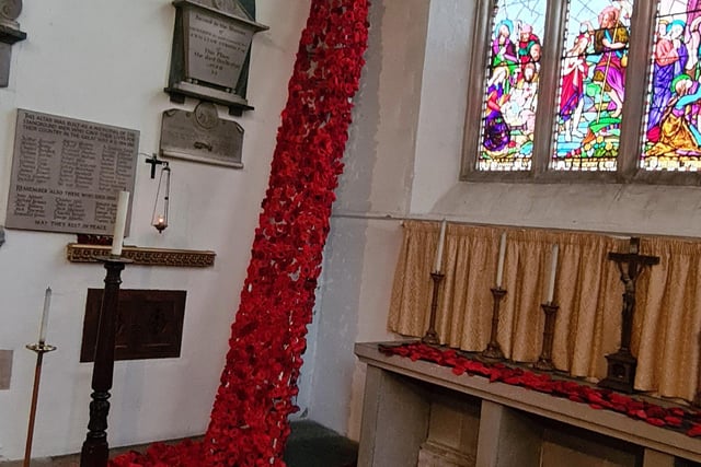 Beautiful poppy display in Stanground St John's church