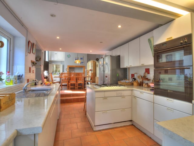 The kitchen and dining area