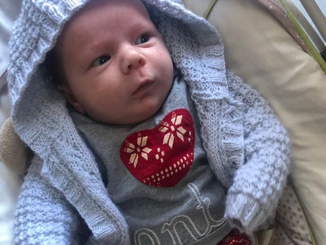 Louie William Michael Bates was born on October 29 at Northampton General Hospital, weighing seven pounds and five ounces.