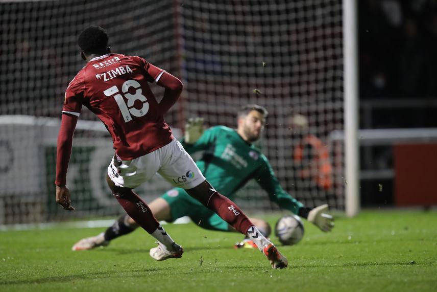 Debutant Chanka Zimba went as close as anyone, foiled by the legs of Glenn Morris in the last few minutes. Pictures: Pete Norton.