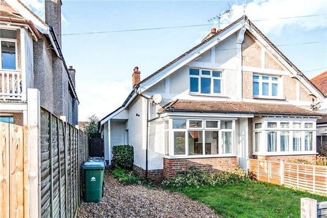 This semi-detached house, in Aldwick Gardens, Bognor Regis, is on the market for £157,500 (for a 50% share) with Leaders.