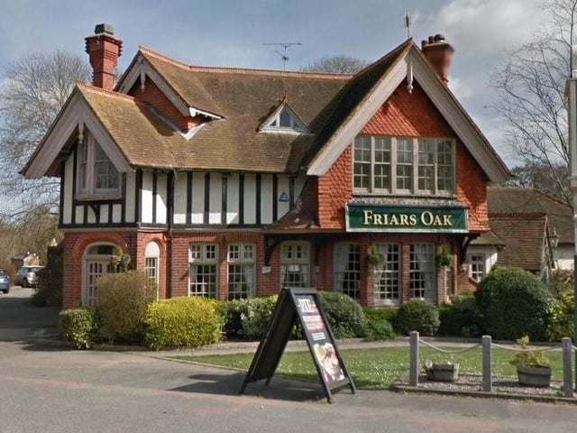The Friars Oak in London Road, Hassocks, has an overall rating of 4.1 from 676 Google reviews. One reviewer said: "Very pleasant surroundings, lovely food (great fish) and polite helpful staff. Another said: "Cod and chips with mushy peas were top end; flaky fish and a crispy light batter." Picture: Google Street View.