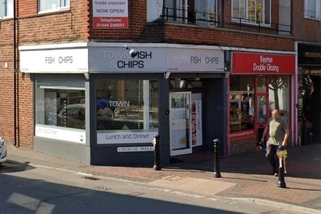 Town Fish & Chips in Church Walk, Burgess Hill, has a rating of 4.5 from 127 Google reviews. One reviewer called it 'a very good place for fish and chips all cooked from fresh'. Picture: Google Street View.