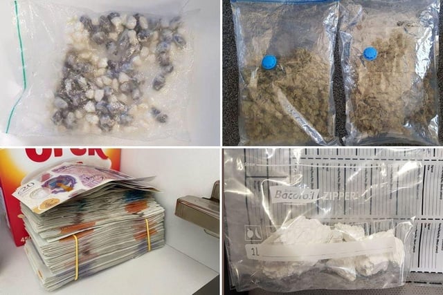 Cash and drugs seized under Project ADDER by police. Picture from Sussex Police SUS-220203-171923001