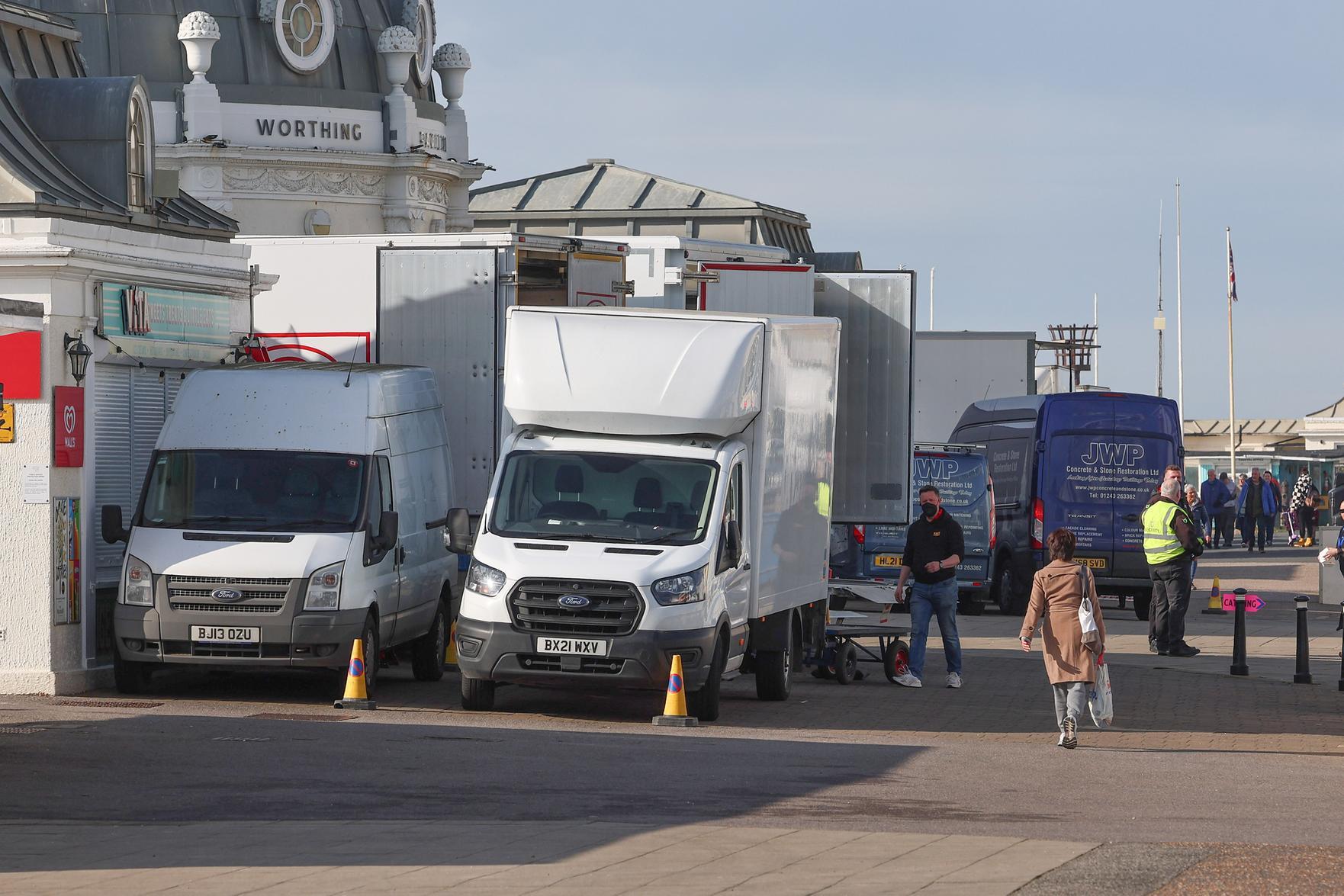 Worthing's Pavilion Theatre, on the seafront, was taken over by camera crews. Photo: Eddie Mitchell