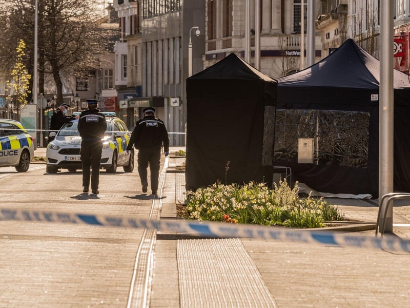 Officers in Eastbourne this morning. Photo by Jon Santa Cruz