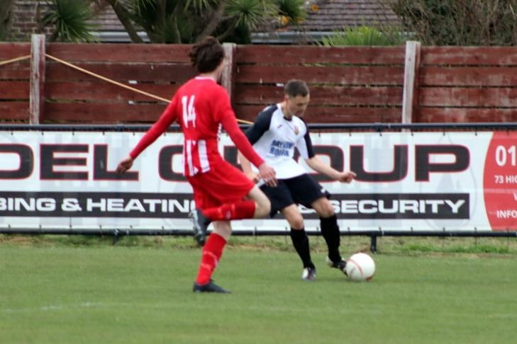 Action from Pagham's 1-0 win over Steyning / Picture: Roger Smith